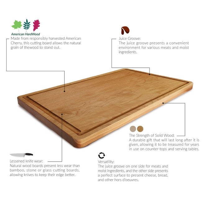 Delice Cherry Rectangle Cutting Board with Juice Drip Groove, , alternate image number 9
