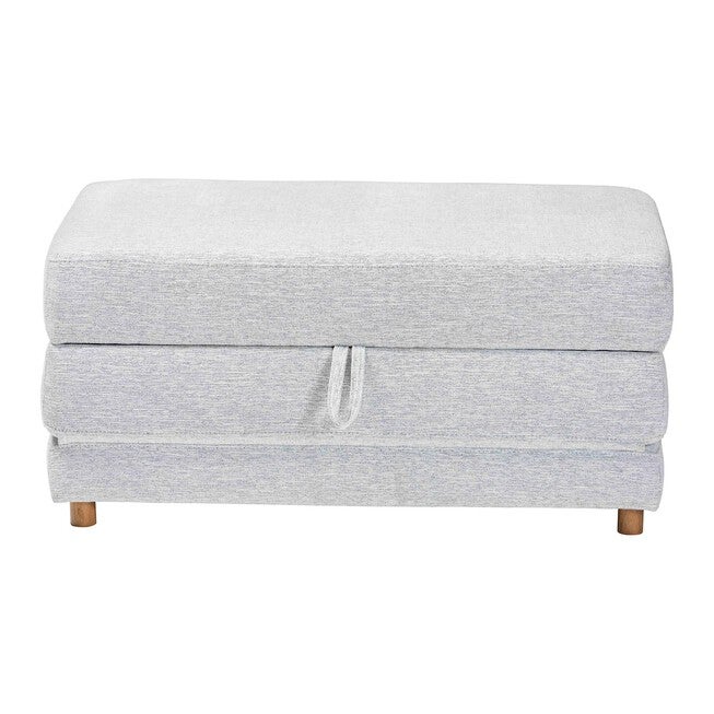 Sabriel Modern Light Grey Fabric Convertible Sleeper Ottoman, LIGHT GREY/OAK BROWN, alternate image number 2