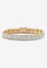 Yellow Gold Plated Tennis Bracelet (10mm), Genuine Diamond Accent 7", GOLD, hi-res image number null