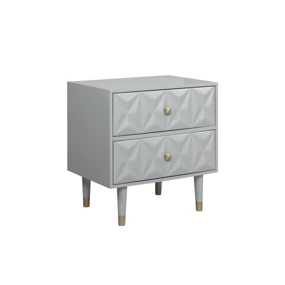 Two Drawer Geo Texture Nightstand, GREY GOLD, hi-res image number null