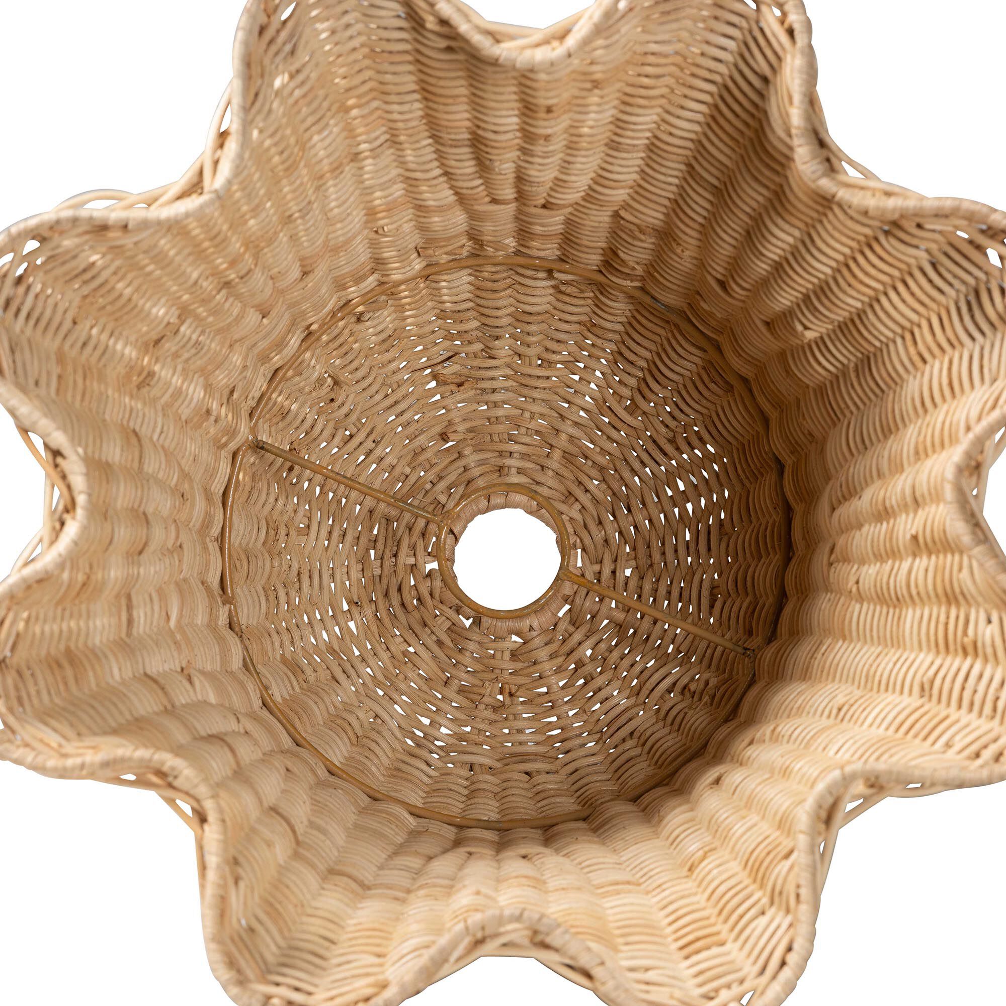 Semira Bohemian Natural Scalloped Rattan Pendant Lampshade, NATURAL, alternate image number 2