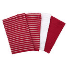 Horizontal Stripe Bar Mop Towels, Set Of 4 Kitchen Towel, RED, hi-res image number null