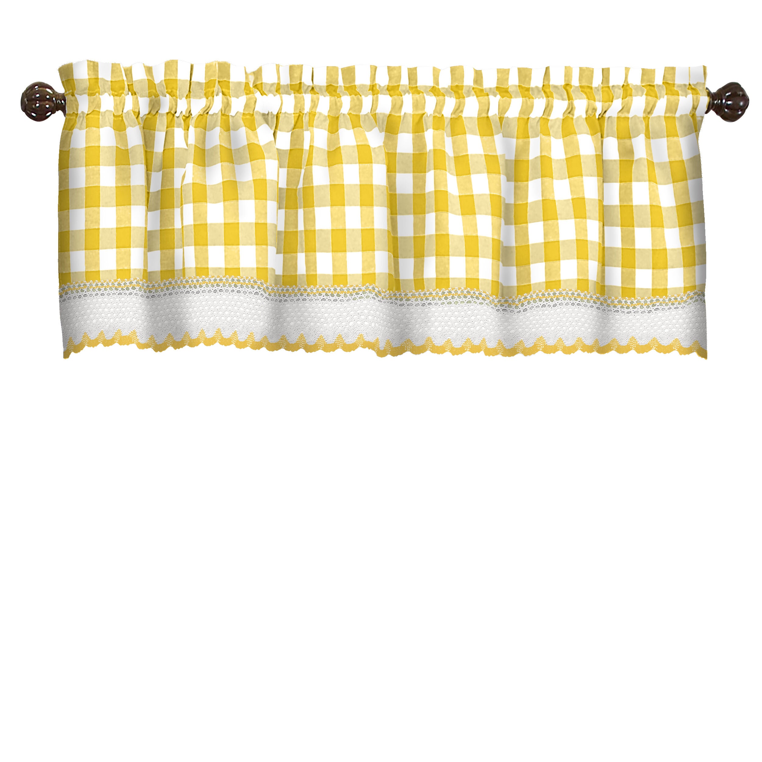 Buffalo Check Window Curtain Valance, YELLOW, alternate image number 1