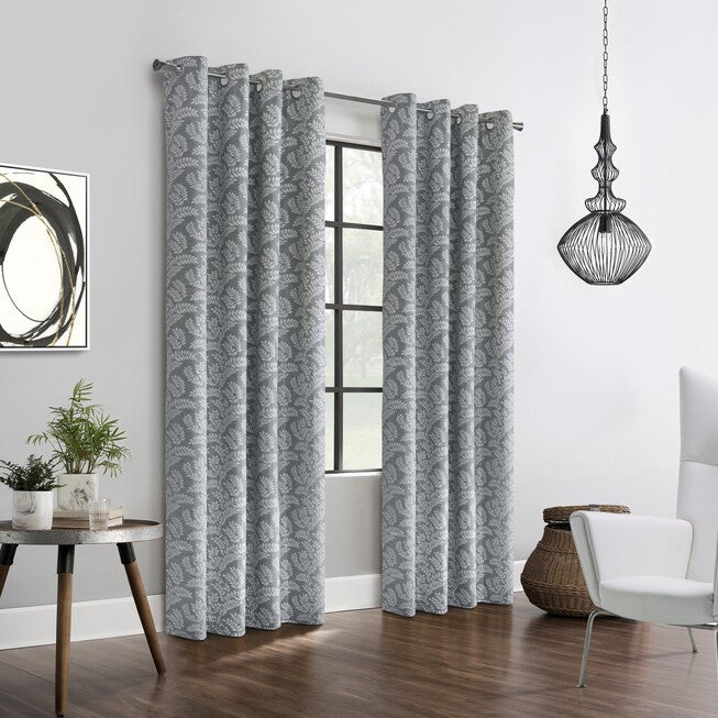 Patricia Blackout Grommet Curtain Panel, SILVER, hi-res image number null