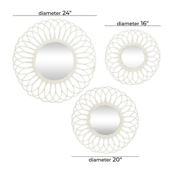 Set Of 3 White Wood Traditional Wall Mirror, , alternate image number null
