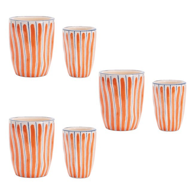 Wavy Stripe Planter (Set of 6), ORANGE/BLUE, alternate image number null