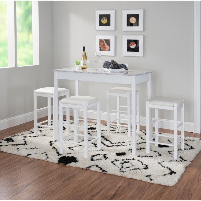 Lancer 5-Pc. Tavern Set White Faux Marble, , alternate image number null