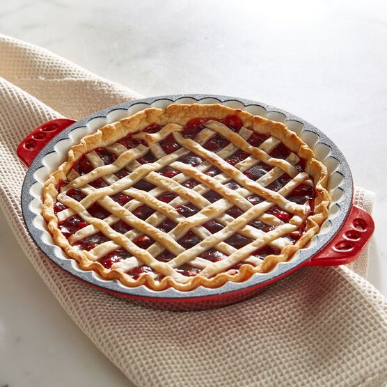 Cast Iron Pie Pan, RED