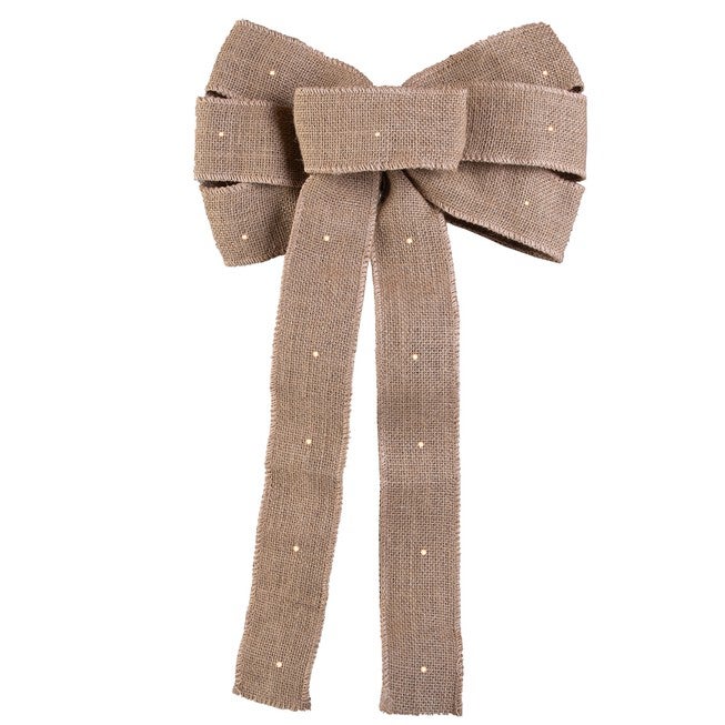 Burlap LED Wired Ribbon Bow, , alternate image number null