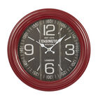 Round Red Wood Kensington Station Wall Clock, RED, hi-res image number null