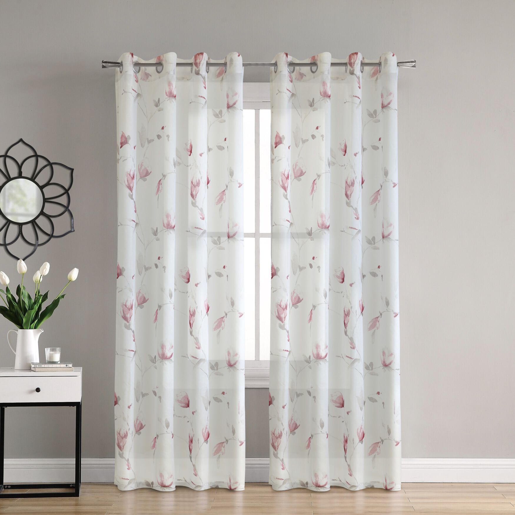 Habitat Symphony Indoor Single Grommet Curtain Panel, ROSE, hi-res image number 0