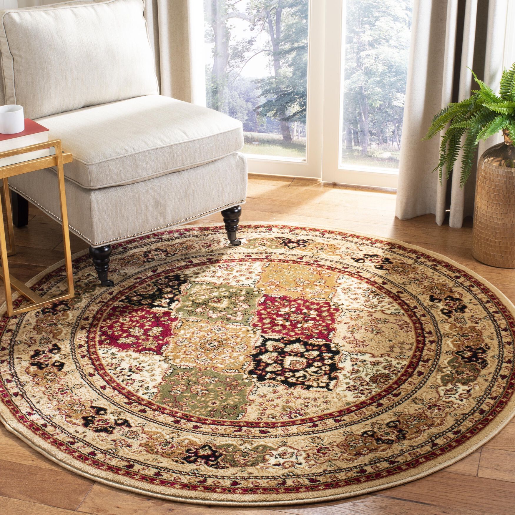 Lyndhurst 221 Multi / Beige 5'-3 inches X 5'-3 inches Round Round Rug, , on-hover image number 1