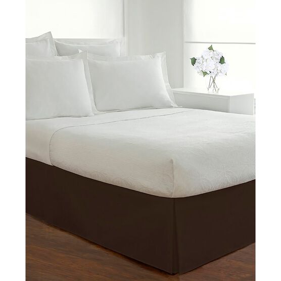 Luxury Hotel Classic Tailored 14" Drop Chocolate Bed Skirt, DARK BROWN, hi-res image number null