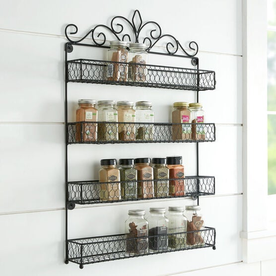 Scroll 4-Tier Spice Rack, BLACK