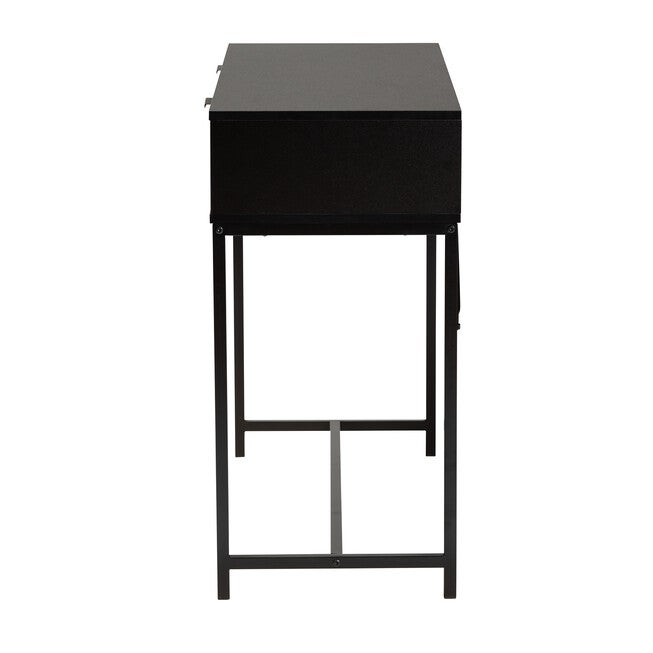 Jacinth Modern Industrial Two-Tone Black And Natural Brown Finished Wood And Black Metal 2-Drawer Console Table, , alternate image number null