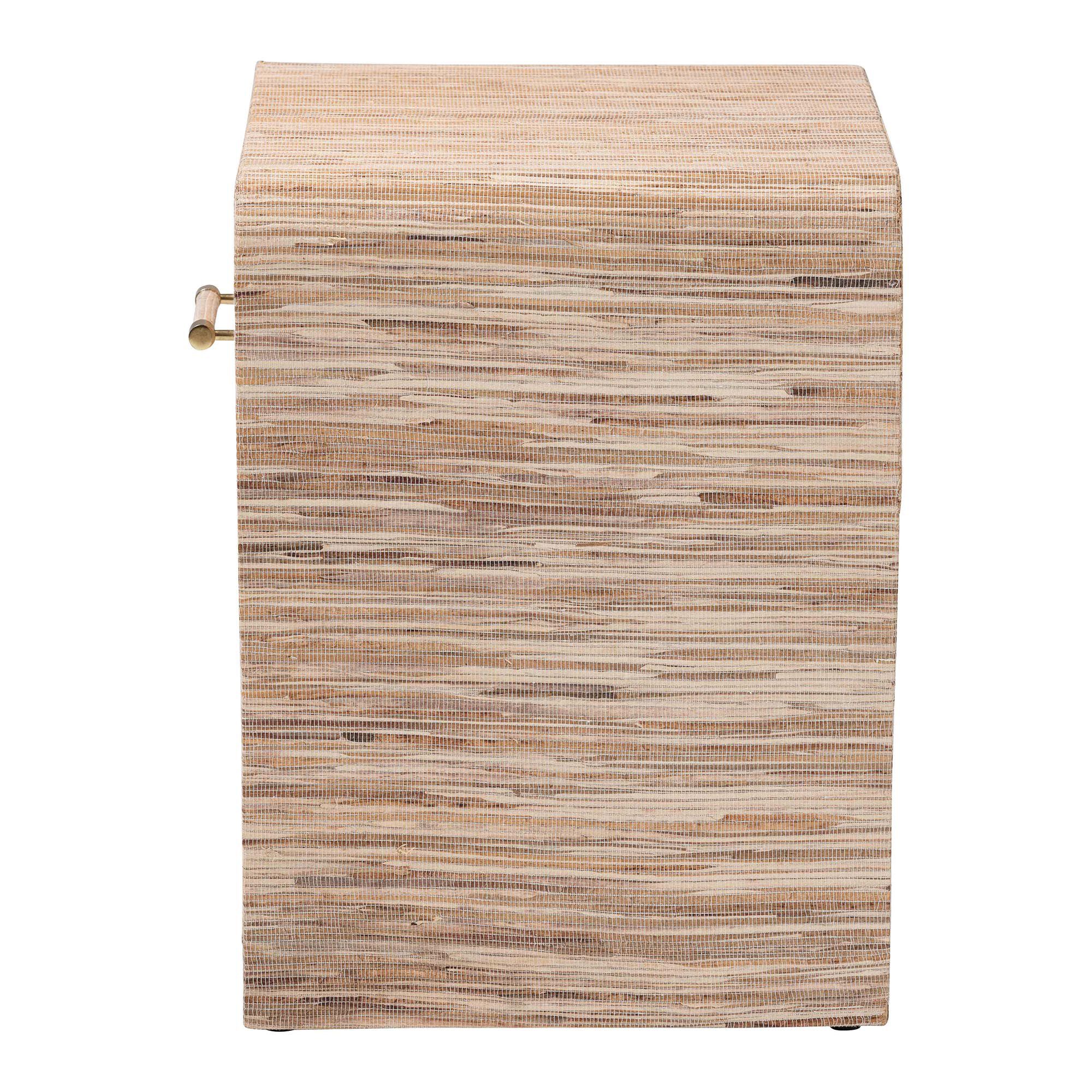 Callan Bohemian Woven Natural Grasscloth 1-Drawer Nightstand, NATURAL, alternate image number 4