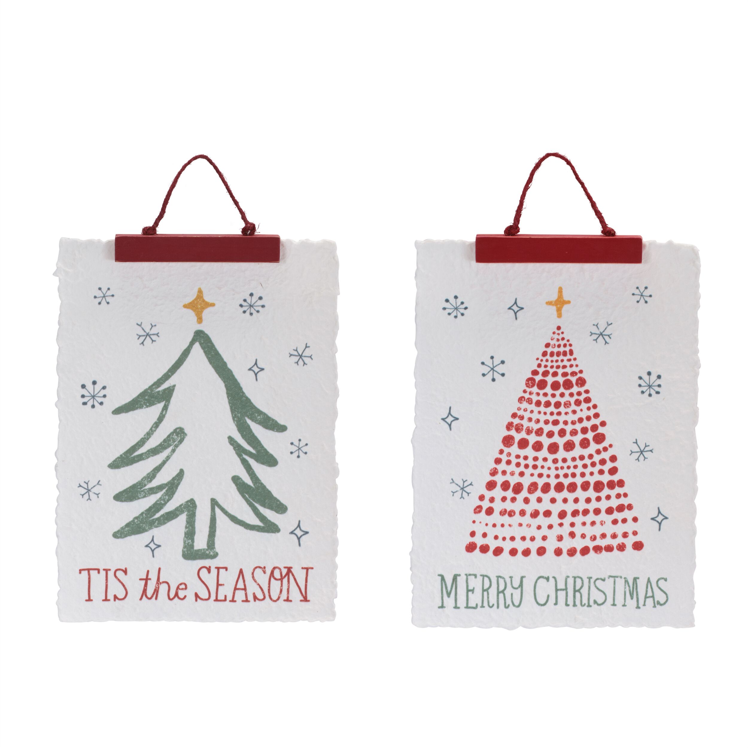 Merry Christmas & Tis the Season Tree Banner (Set of 2), WHITE RED GREEN, hi-res image number 0
