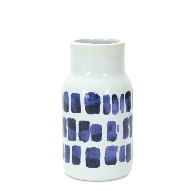 Vase (Set of 2) 4.25 inchesD x 8 inchesH, 4.25 inchesD x 10 inchesH Ceramic, BLUE/WHITE, alternate image number null