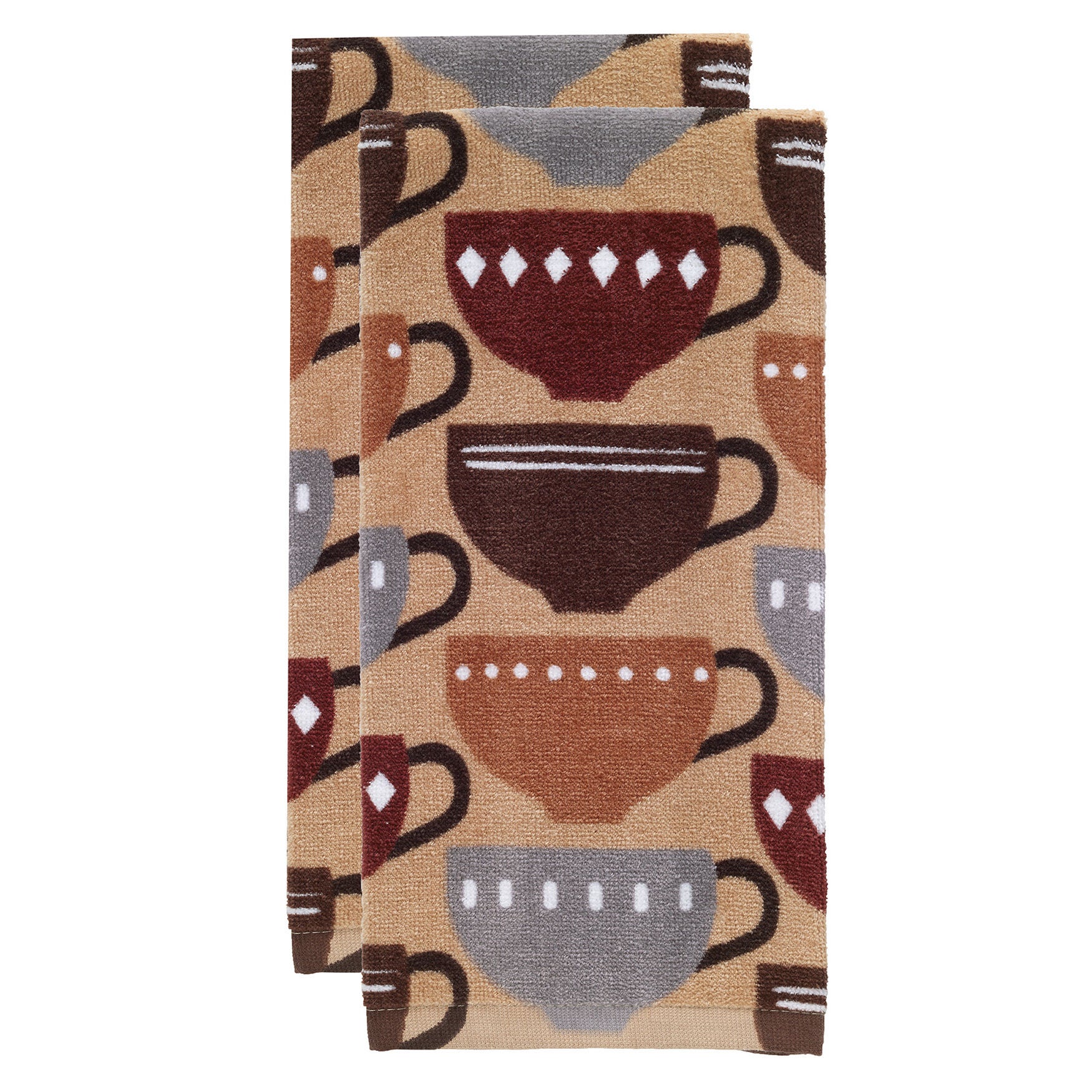 Fiber Reactive Print Kitchen Towels, Set Of 2 Towel, COFFEE, hi-res image number 0