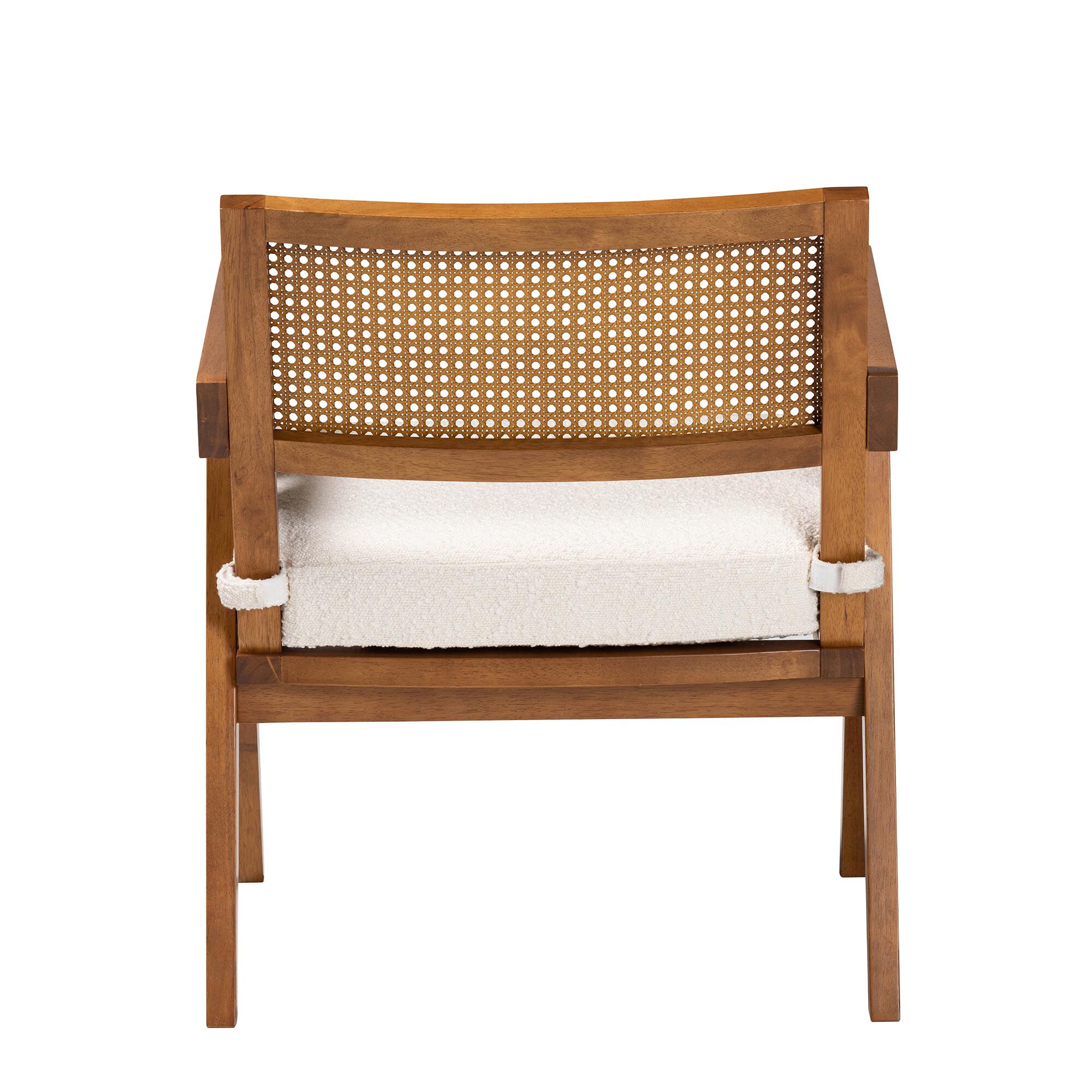 Jetsam Japandi Cream Boucle Fabric and Walnut Brown Finished Wood Arm Chair, CREAM, alternate image number 5