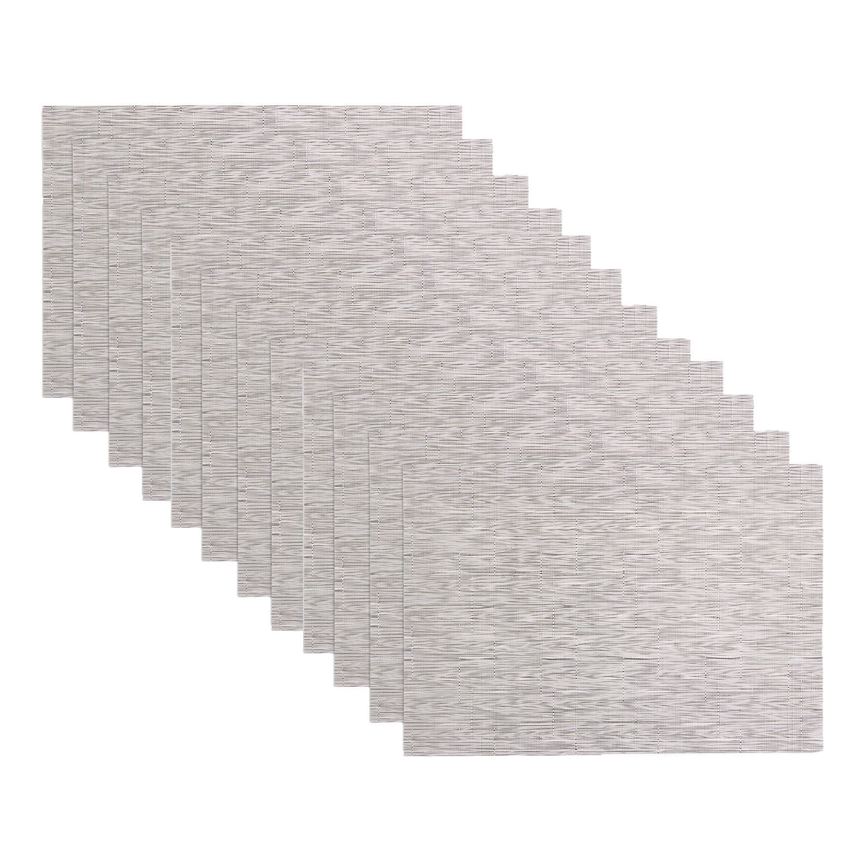 Reversible Indoor Outdoor Placemats, Set Of Twelve, GRASSCLOTH OATMEAL, hi-res image number 0