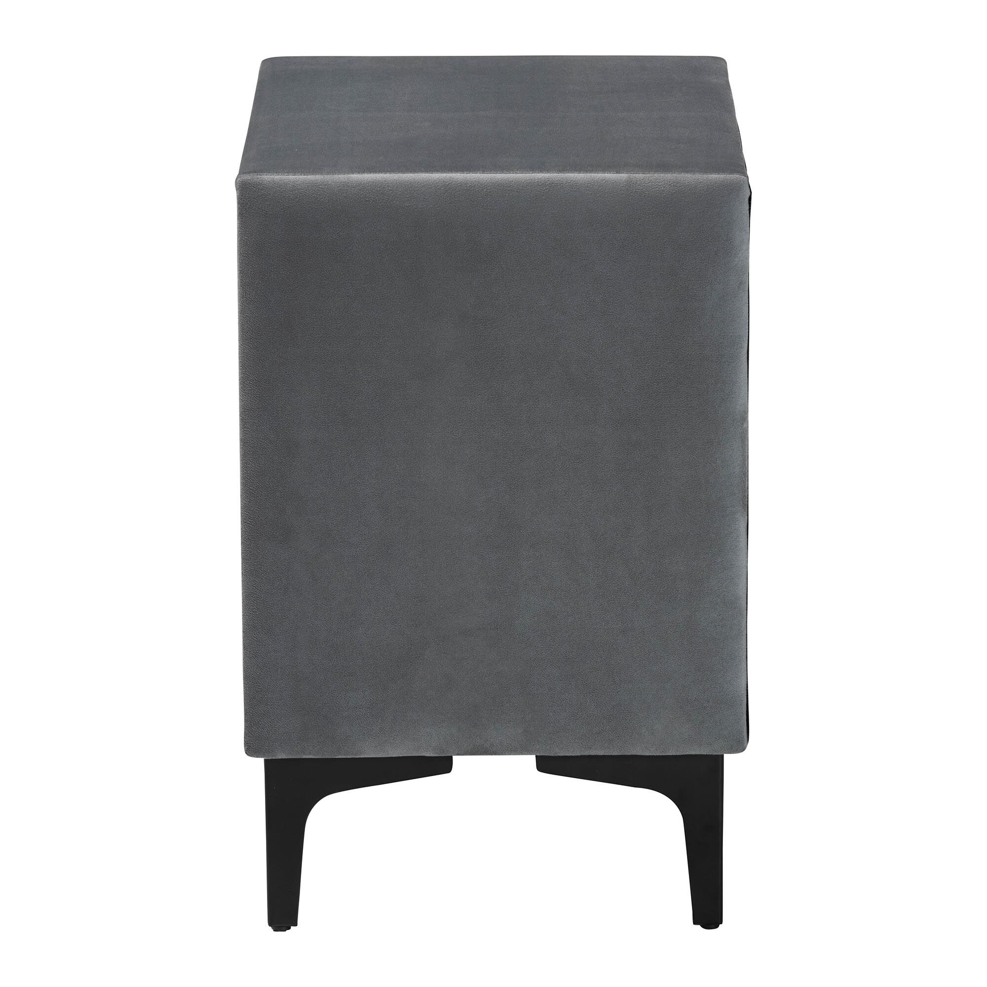Etienne Modern Slate Grey Velvet 2-Drawer Nightstand, GREY, alternate image number 4
