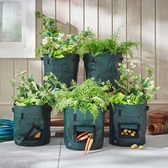 Set of 5 Vegetable Grow Bags, GREEN, hi-res image number 0