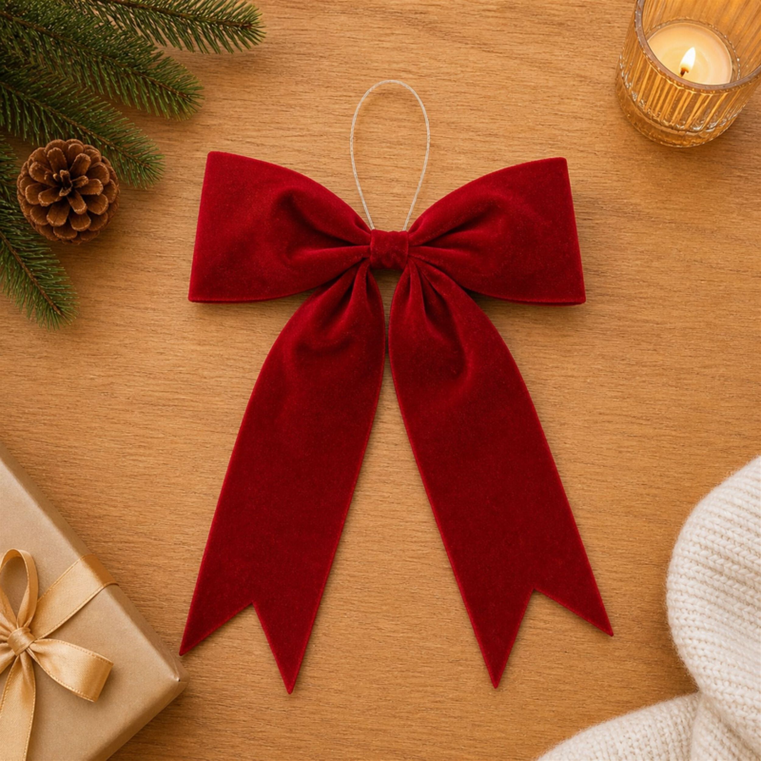 Red Holiday Bow (Set of 2), RED, alternate image number 1