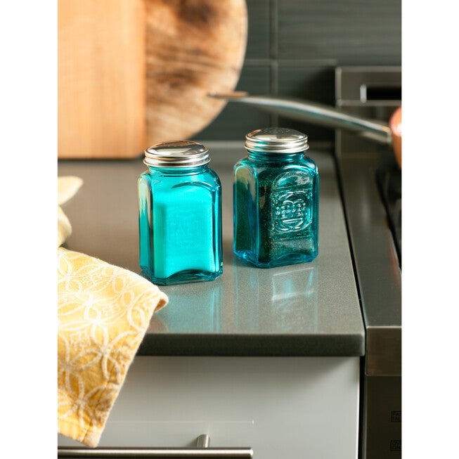 Retro Glass Salt & Pepper Set - Turquoise, , alternate image number null