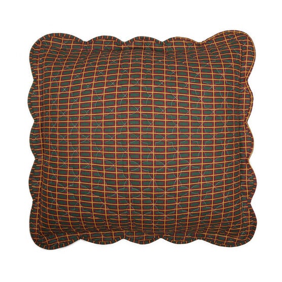 Holly Christmas Euro Sham, RED PLAID Holly Christmas Euro Sham, RED PLAID