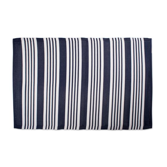 Nautical Blue Multi Stripe Outdoor Rug 4X6 Ft Floor Coverings, BLUE, hi-res image number null
