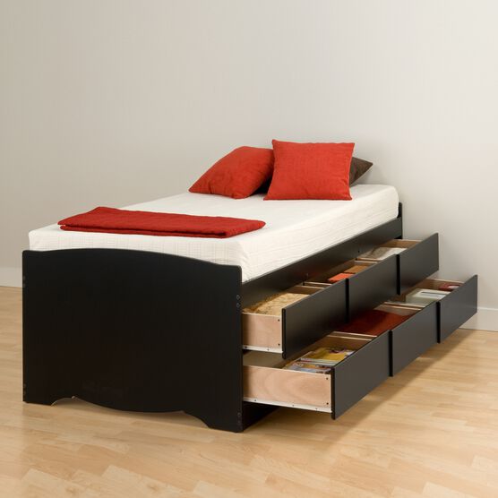 Platform Storage Bed With 6 Drawers, Twin Bed Frame With Storage Drawers Solid Wood Captains
