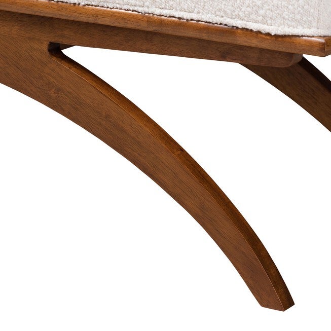 Orella Japandi Cream Boucle Fabric And Walnut Brown Finished Wood Bench, , alternate image number null