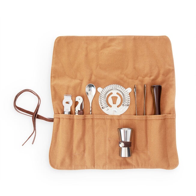 Canvas Roll-Up Cocktail Barware Kit, , on-hover image number null