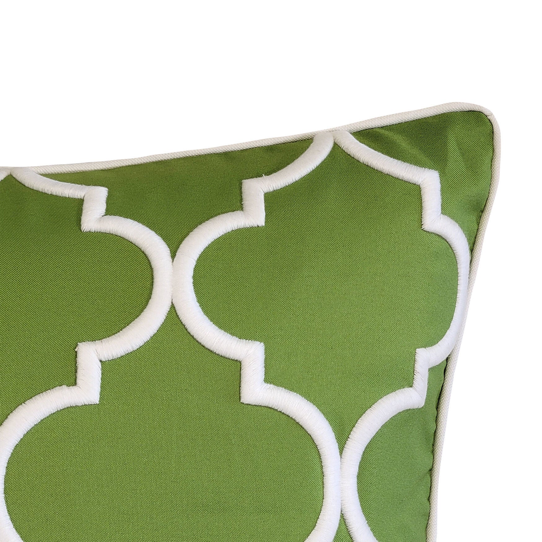 Indoor/Outdoor Oversized Embroidered Quartrefoil Decorative Throw Pillow 20X20, Leaf/White, , alternate image number 10