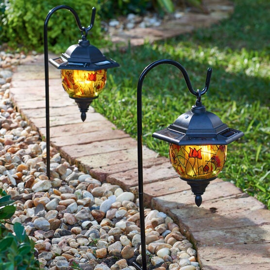 Set of 2 Hand-Painted Solar Lanterns, MULTI, hi-res image number null