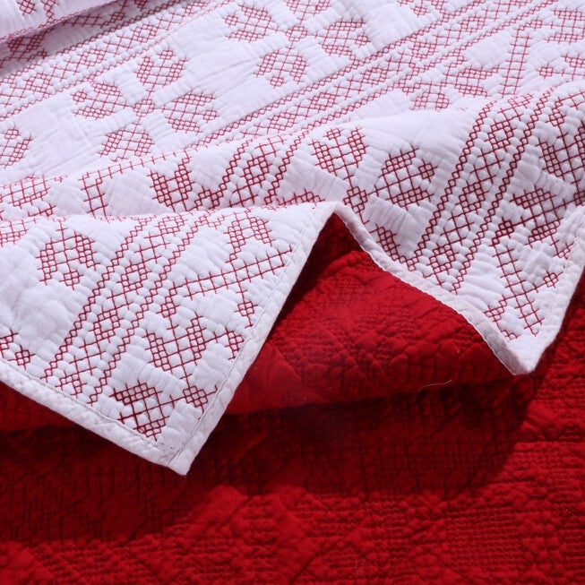 Holly, Cross Stitch Quilted Throw Blanket, , alternate image number null