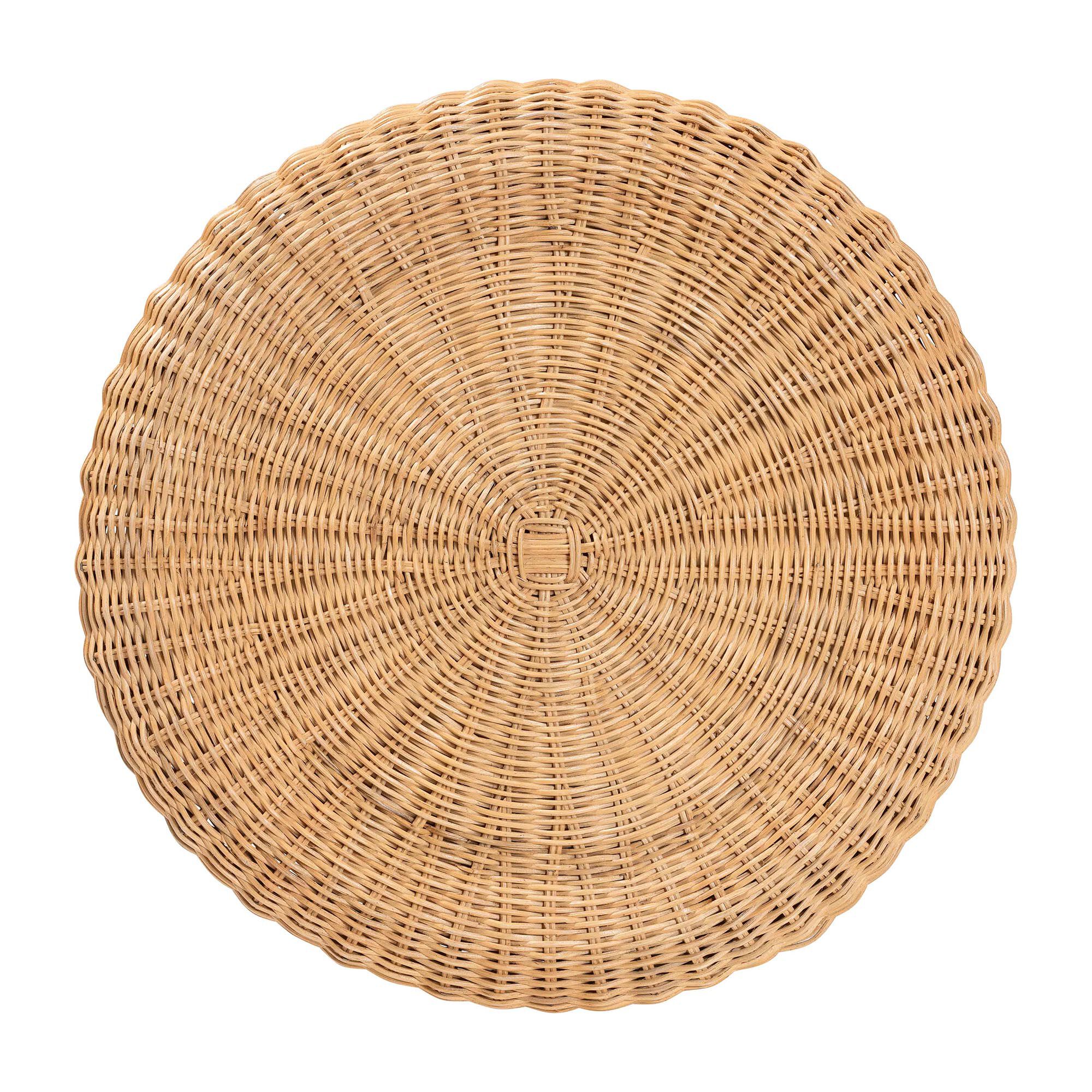 Avalon Scallop Natural Rattan Pedestal Side Table, LIGHT HONEY, alternate image number 4