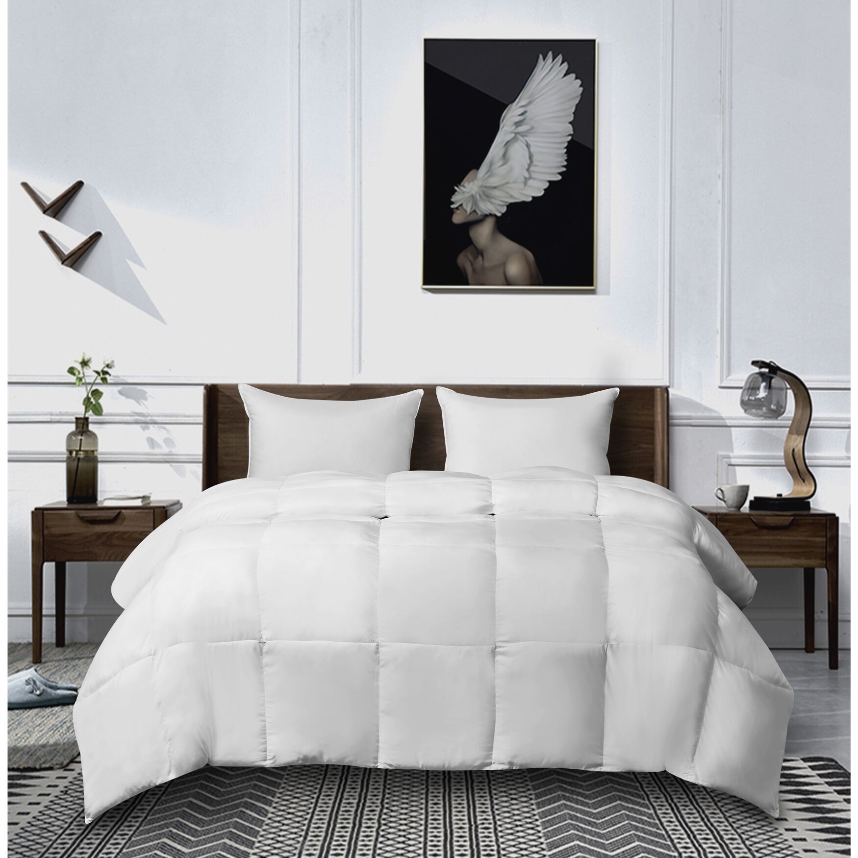 Kathy Ireland Micro Fiber Solid Cover White Feather and Down Comforter 