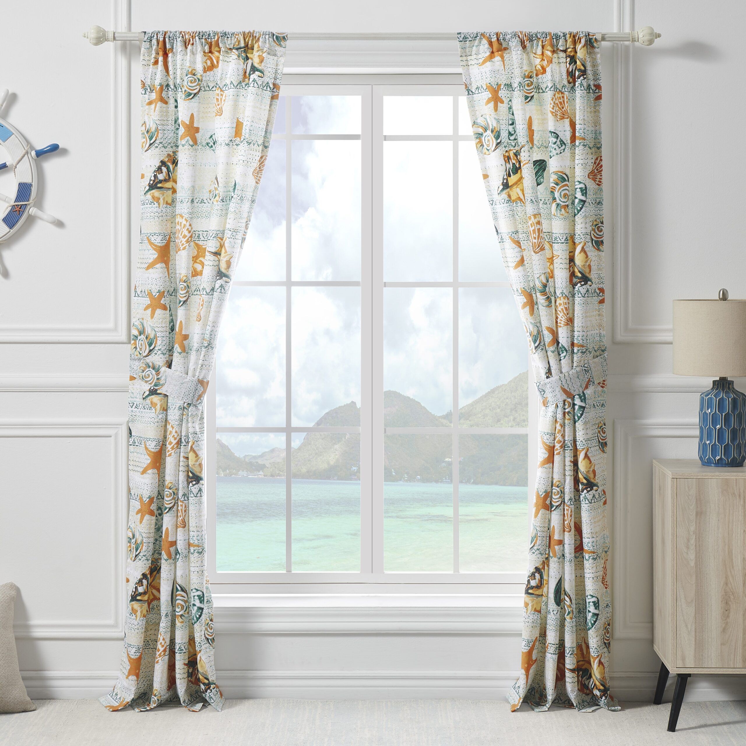 Greenland Home Fashions™ Kona Window Curtain Panels, Set of 2, OCEAN, alternate image number 2
