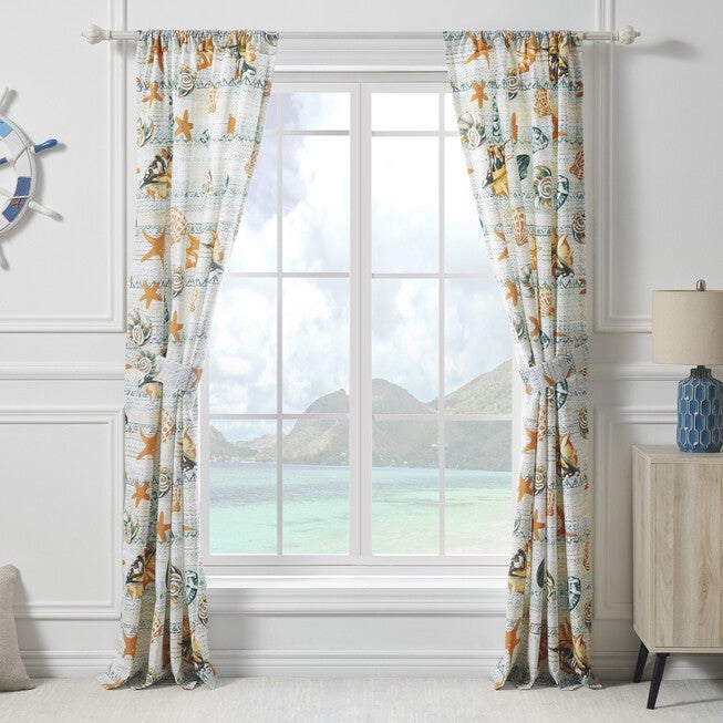 Greenland Home Fashions™ Kona Window Curtain Panels, Set of 2, OCEAN, alternate image number 2