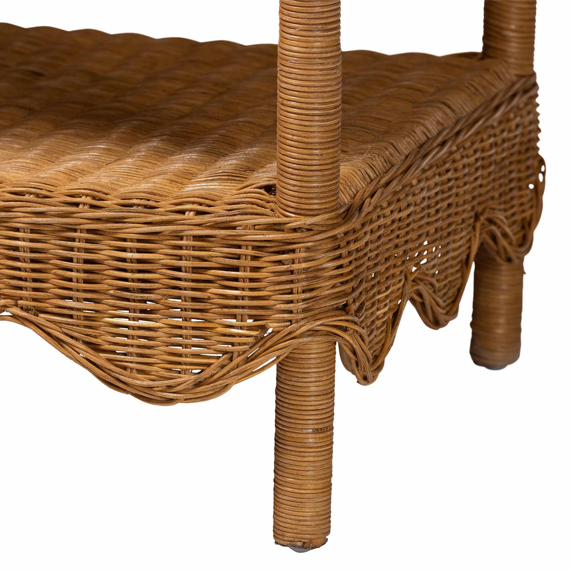 Oteria Bohemian Light Honey Scalloped Rattan Side Table, HONEY, alternate image number 5