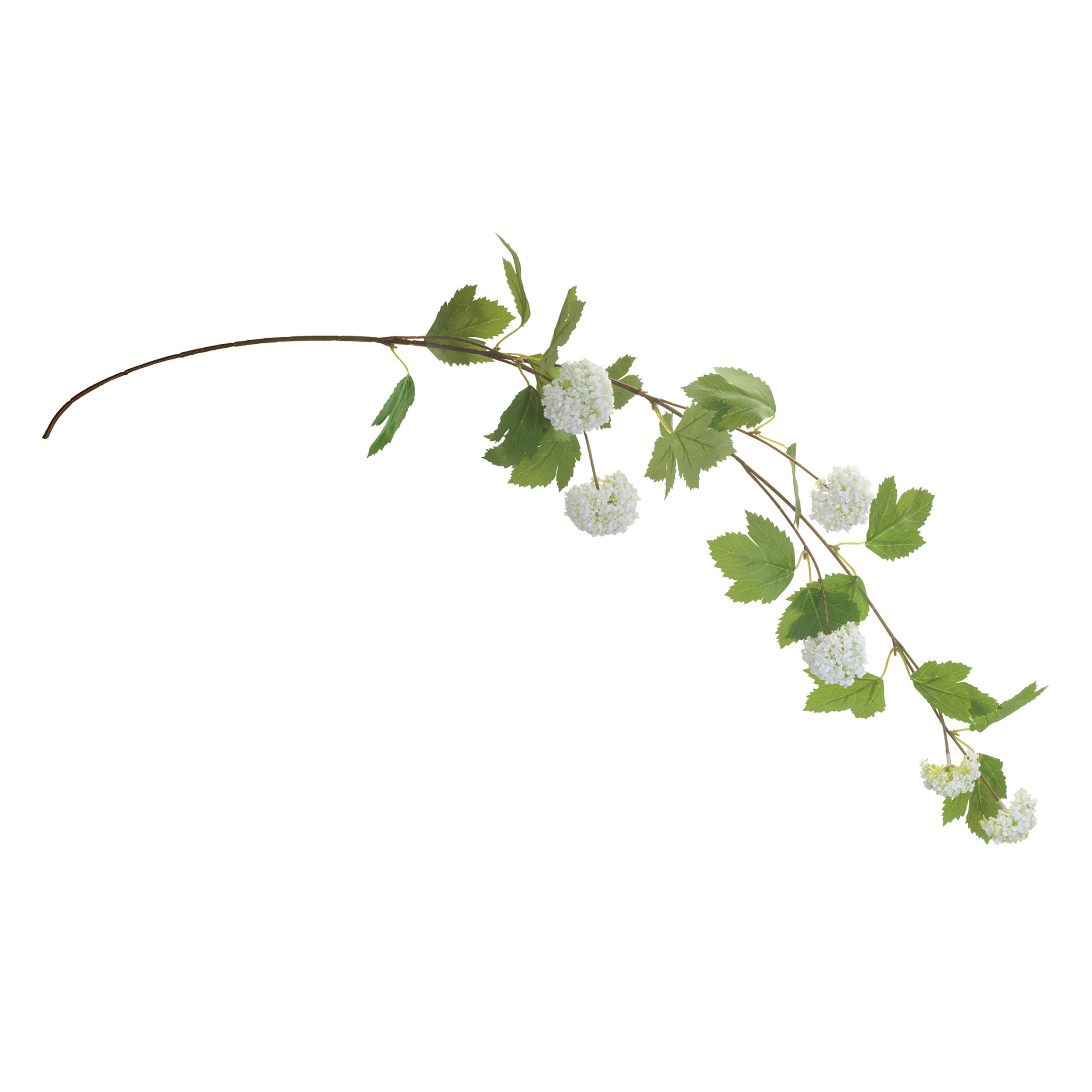 Hanging Snowball Floral Branch Set of 6, WHITE GREEN, alternate image number 1