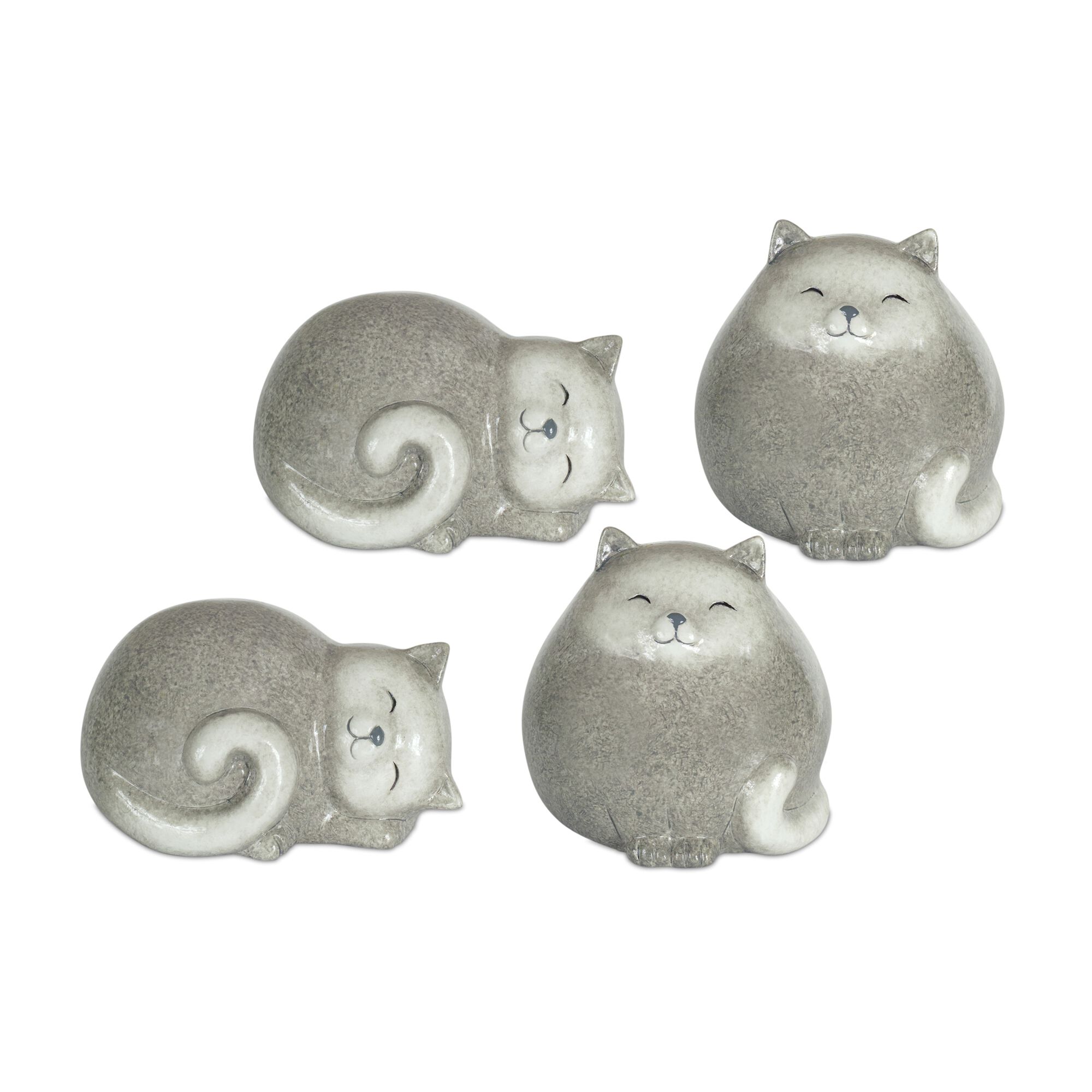 Cat (Set of 4) 3.5 inchesH, 5 inchesH Terracotta, WHITE/GREY, hi-res image number 0