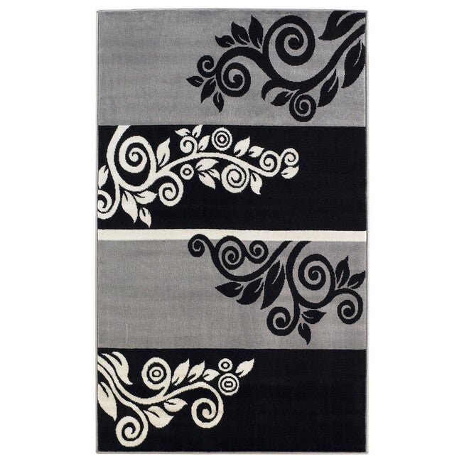 Capri Black/Grey 5' x 7' Area Rug, BLACK GREY, hi-res image number null
