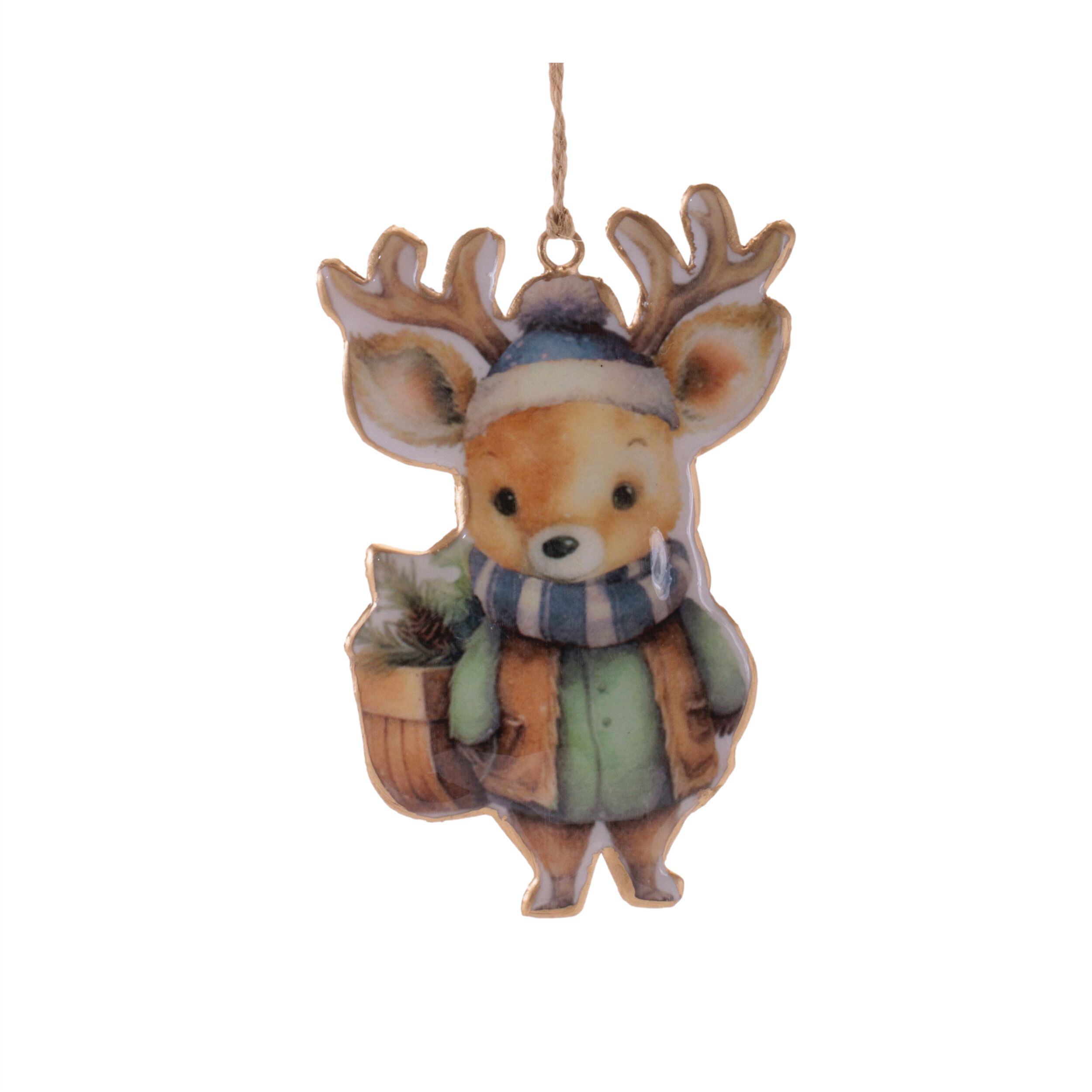 Iron Winter Animal Ornament  (Set of 6), ORANGE GREEN BLUE, alternate image number 5