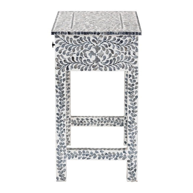 Diata Coastal Black and White Mother of Pearl Capiz Shell 2-Drawer Console Table, MOSAIC, alternate image number null