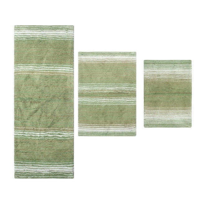 Simple Gradiation 3 Piece Set Bath Rug Collection, Sage | Brylane Home