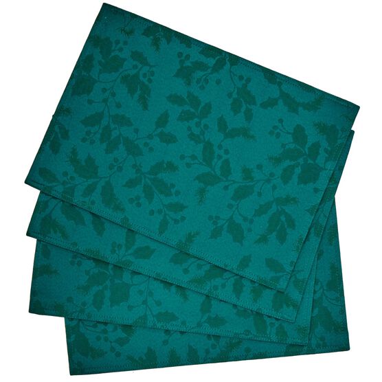 Hollies Damask 4-Pc. Placemat Set, HUNTER Hollies Damask 4-Pc. Placemat Set, HUNTER