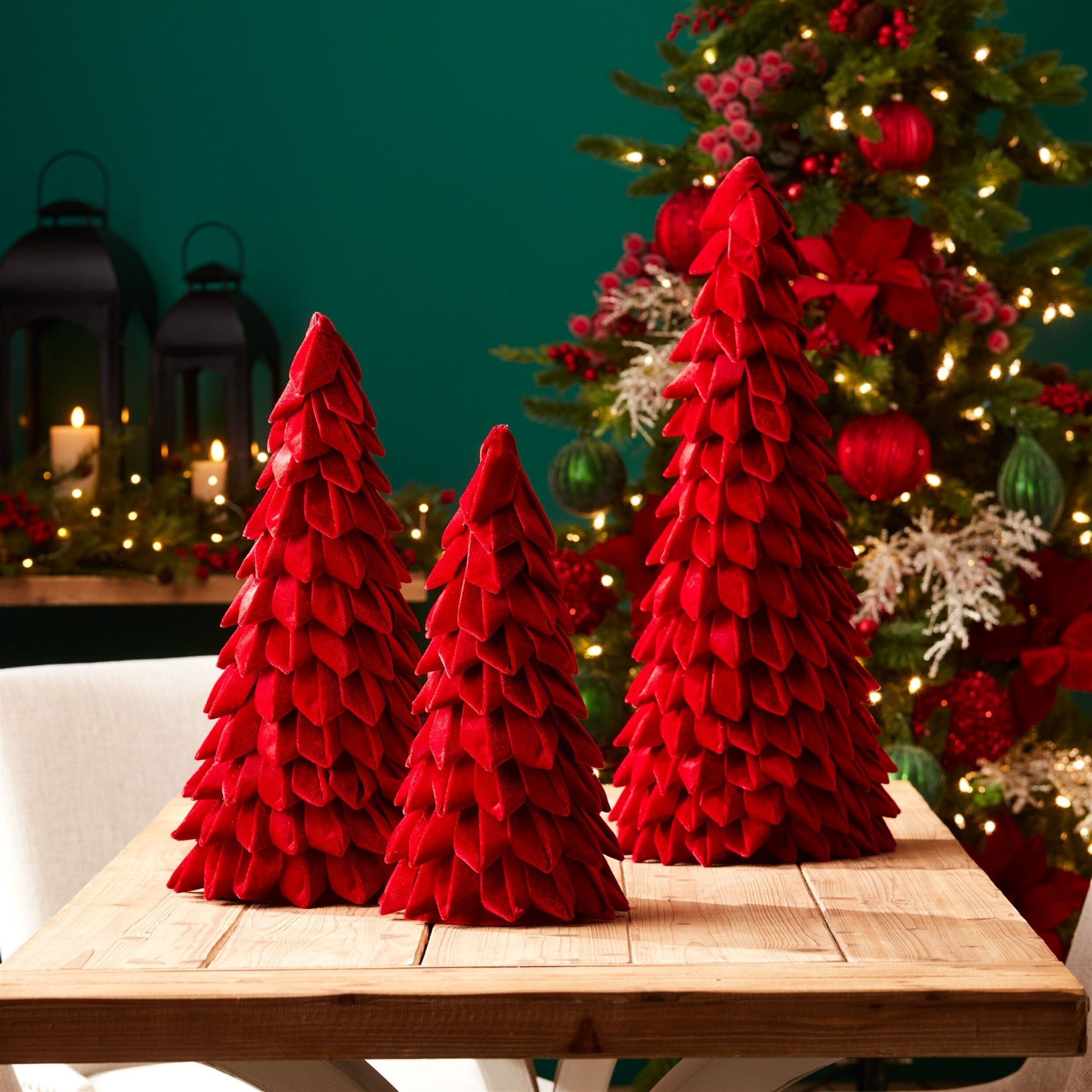 Fabric Pine Tree (Set of 2), RED, alternate image number 2